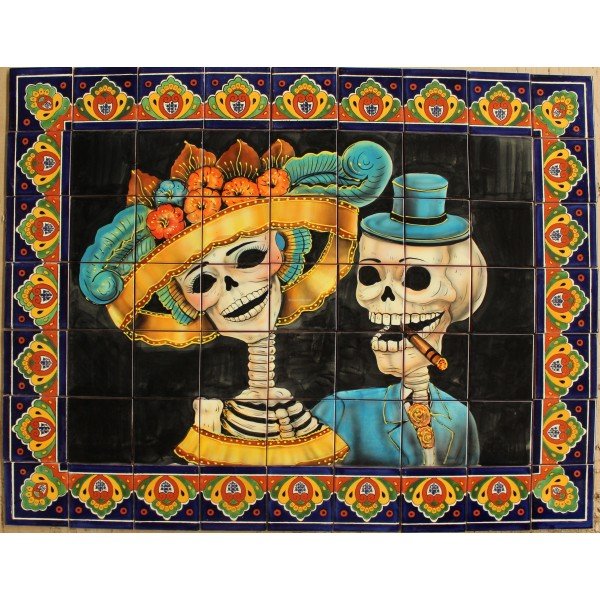 Mexican Talavera Mural Calaveras